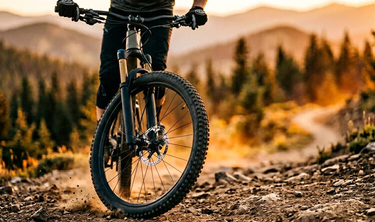 ciclista pilotando uma bike xc na trilha